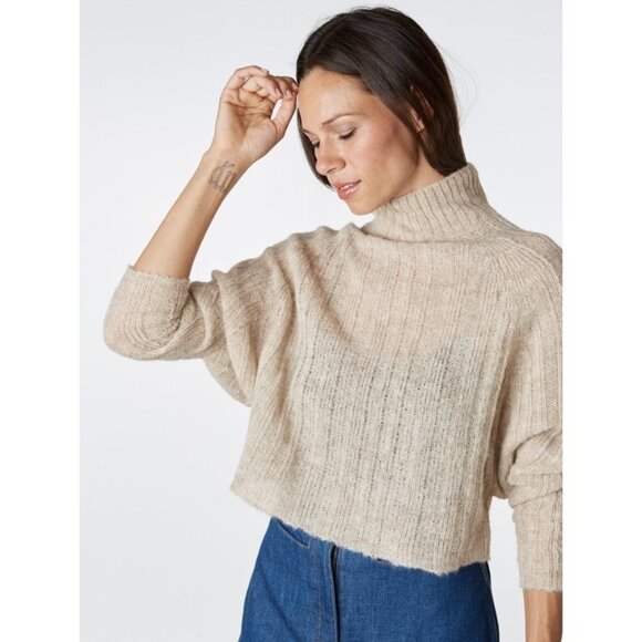Atelier Delphine Henrietta Top Dolman Sleeve Mock Neck Baby Alpaca Latte Small - Picture 1 of 5